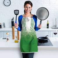 Philippines Barong Style Apron with Polynesian Art and Leaf Motif Green Color