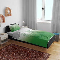 Philippines Barong Style Bedding Set with Polynesian Art and Leaf Motif Green Color