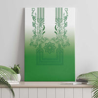 Philippines Barong Style Canvas Wall Art with Polynesian Art and Leaf Motif Green Color