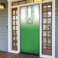 Philippines Barong Style Door Cover with Polynesian Art and Leaf Motif Green Color