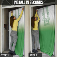 Philippines Barong Style Door Cover with Polynesian Art and Leaf Motif Green Color