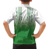Philippines Barong Style Family Matching Mermaid Dress and Hawaiian Shirt with Polynesian Art and Leaf Motif Green Color LT03 - Polynesian Pride