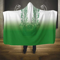 Philippines Barong Style Hooded Blanket with Polynesian Art and Leaf Motif Green Color