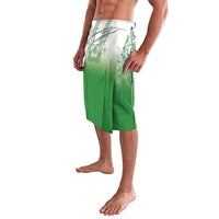 Philippines Barong Style Lavalava with Polynesian Art and Leaf Motif Green Color