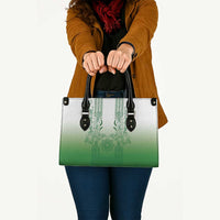 Philippines Barong Style Leather Bag with Polynesian Art and Leaf Motif Green Color