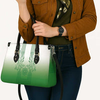 Philippines Barong Style Leather Bag with Polynesian Art and Leaf Motif Green Color