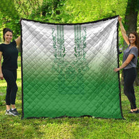 Philippines Barong Style Quilt with Polynesian Art and Leaf Motif Green Color