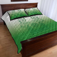 Philippines Barong Style Quilt Bed Set with Polynesian Art and Leaf Motif Green Color