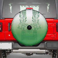 Philippines Barong Style Spare Tire Cover with Polynesian Art and Leaf Motif Green Color