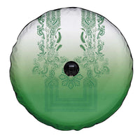 Philippines Barong Style Spare Tire Cover with Polynesian Art and Leaf Motif Green Color