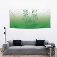 Philippines Barong Style Tapestry with Polynesian Art and Leaf Motif Green Color
