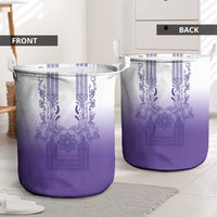 Philippines Barong Style Laundry Basket with Polynesian Art and Leaf Motif Purple Color