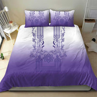 Philippines Barong Style Bedding Set with Polynesian Art and Leaf Motif Purple Color