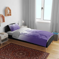 Philippines Barong Style Bedding Set with Polynesian Art and Leaf Motif Purple Color