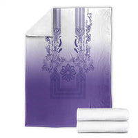 Philippines Barong Style Blanket with Polynesian Art and Leaf Motif Purple Color