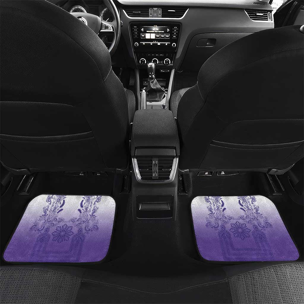 Philippines Barong Style Car Mats with Polynesian Art and Leaf Motif Purple Color
