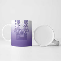 Philippines Barong Style Ceramic Mug with Polynesian Art and Leaf Motif Purple Color