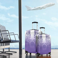 Philippines Barong Style Luggage Cover with Polynesian Art and Leaf Motif Purple Color