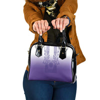 Philippines Barong Style Shoulder Handbag with Polynesian Art and Leaf Motif Purple Color