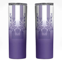 Philippines Barong Style Skinny Tumbler with Polynesian Art and Leaf Motif Purple Color