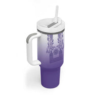 Philippines Barong Style Tumbler With Handle with Polynesian Art and Leaf Motif Purple Color