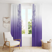 Philippines Barong Style Window Curtain with Polynesian Art and Leaf Motif Purple Color
