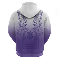 Philippines Barong Style Zip Hoodie with Polynesian Art and Leaf Motif Purple Color