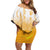 Philippines National Costume Style Off Shoulder Short Dress Barong Tagalog and Eagle Feather Yellow Color