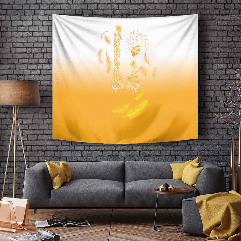 Philippines National Costume Style Tapestry Barong Tagalog and Eagle Feather Yellow Color