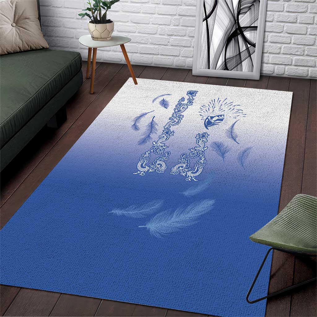Philippines National Costume Style Area Rug Barong Tagalog and Eagle Feather Blue Color