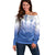 Philippines National Costume Style Off Shoulder Sweater Barong Tagalog and Eagle Feather Blue Color
