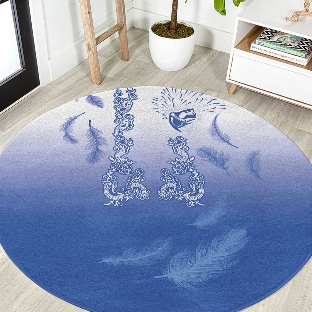 Philippines National Costume Style Round Carpet Barong Tagalog and Eagle Feather Blue Color