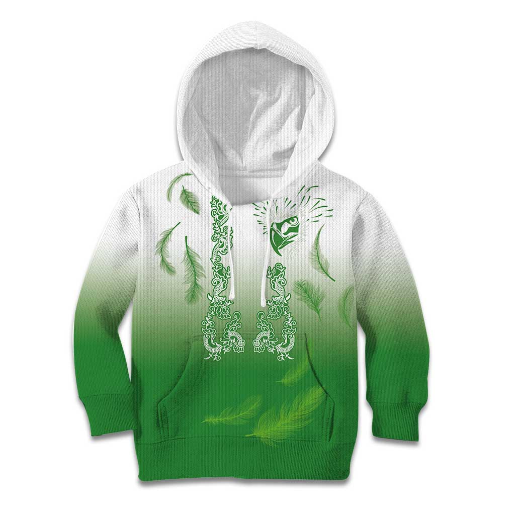 Philippines National Costume Style Kid Hoodie Barong Tagalog and Eagle Feather Green Color