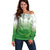 Philippines National Costume Style Off Shoulder Sweater Barong Tagalog and Eagle Feather Green Color