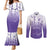 Philippines National Costume Style Couples Matching Mermaid Dress and Long Sleeve Button Shirt Barong Tagalog and Eagle Feather Purple Color