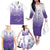 Philippines National Costume Style Family Matching Off The Shoulder Long Sleeve Dress and Hawaiian Shirt Barong Tagalog and Eagle Feather Purple Color