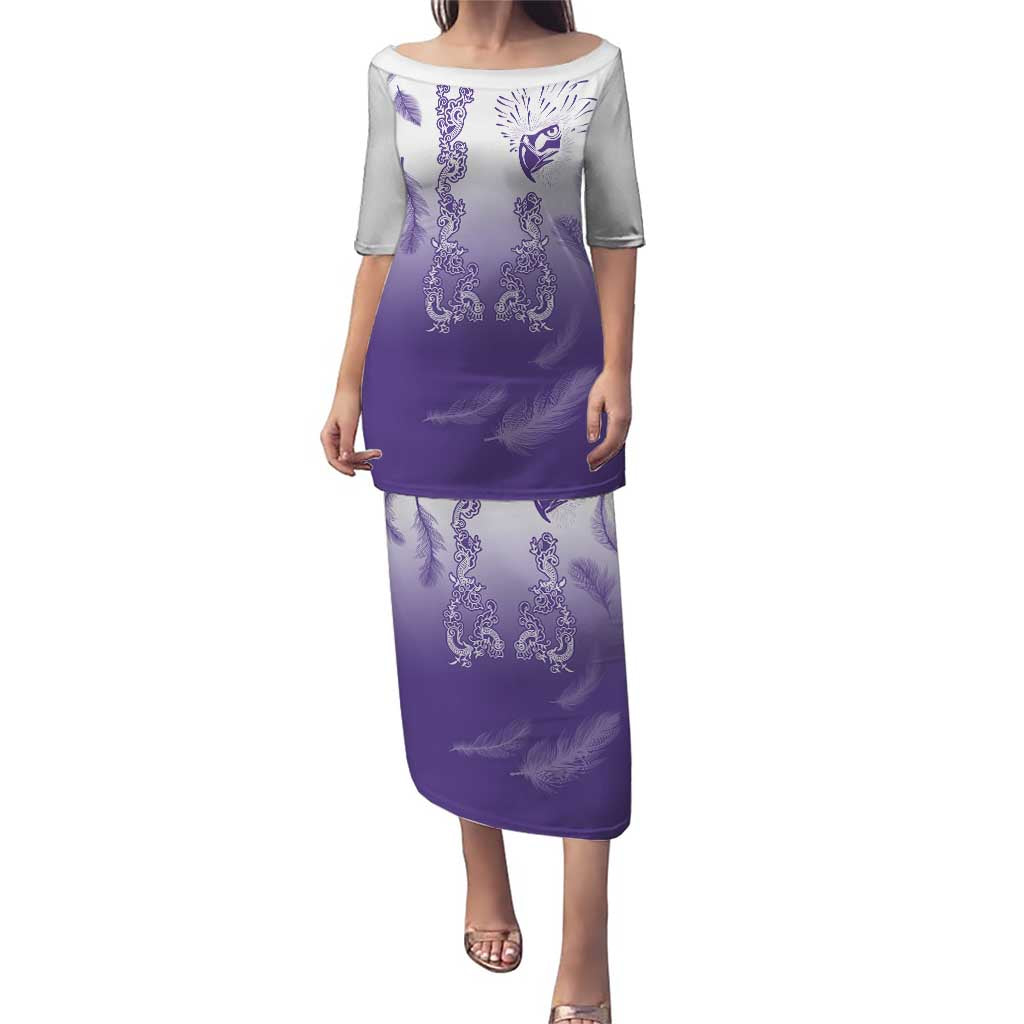 Philippines National Costume Style Puletasi Barong Tagalog and Eagle Feather Purple Color