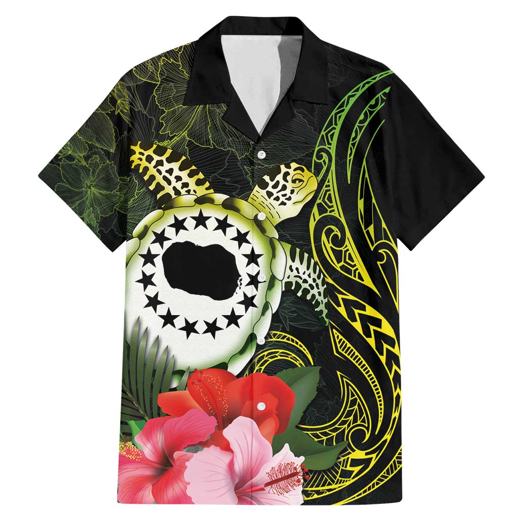 Kia Orana Cook Islands Family Matching Mermaid Dress and Hawaiian Shirt Turtle and Hibiscus Polynesian Pattern LT03 Dad's Shirt - Short Sleeve Yellow - Polynesian Pride
