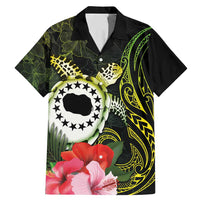 Kia Orana Cook Islands Family Matching Mermaid Dress and Hawaiian Shirt Turtle and Hibiscus Polynesian Pattern LT03 Dad's Shirt - Short Sleeve Yellow - Polynesian Pride