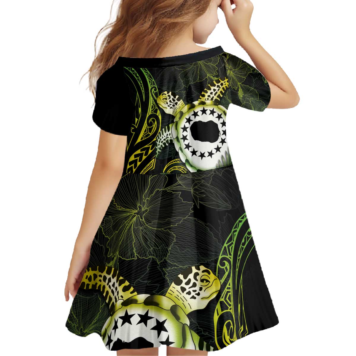 Kia Orana Cook Islands Family Matching Off The Shoulder Long Sleeve Dress and Hawaiian Shirt Turtle and Hibiscus Polynesian Pattern LT03 - Polynesian Pride