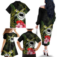 Kia Orana Cook Islands Family Matching Off The Shoulder Long Sleeve Dress and Hawaiian Shirt Turtle and Hibiscus Polynesian Pattern LT03 - Polynesian Pride