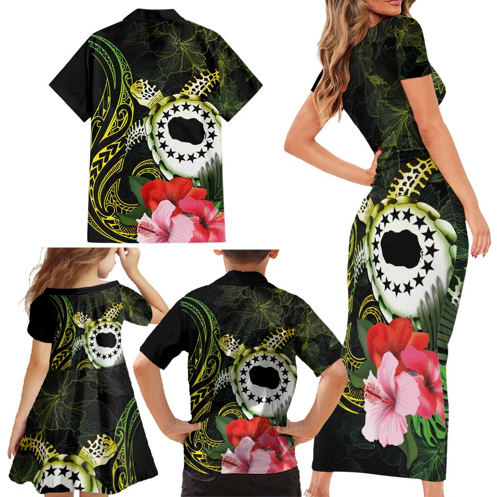 Kia Orana Cook Islands Family Matching Short Sleeve Bodycon Dress and Hawaiian Shirt Turtle and Hibiscus Polynesian Pattern LT03 - Polynesian Pride