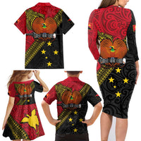 Papua New Guinea Goroka Show Family Matching Long Sleeve Bodycon Dress and Hawaiian Shirt Bird-of-paradise and Melanesian Tattoo Pattern LT03 - Polynesian Pride