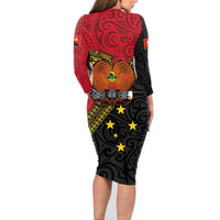 Papua New Guinea Goroka Show Family Matching Long Sleeve Bodycon Dress and Hawaiian Shirt Bird-of-paradise and Melanesian Tattoo Pattern LT03 - Polynesian Pride