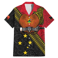 Papua New Guinea Goroka Show Family Matching Mermaid Dress and Hawaiian Shirt Bird-of-paradise and Melanesian Tattoo Pattern LT03 Dad's Shirt - Short Sleeve Red - Polynesian Pride