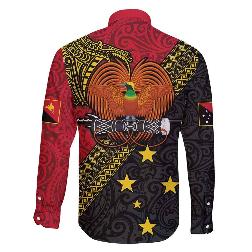 Papua New Guinea Goroka Show Family Matching Off Shoulder Maxi Dress and Hawaiian Shirt Bird-of-paradise and Melanesian Tattoo Pattern LT03 - Polynesian Pride