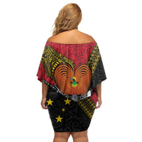 Papua New Guinea Goroka Show Family Matching Off Shoulder Short Dress and Hawaiian Shirt Bird-of-paradise and Melanesian Tattoo Pattern LT03 - Polynesian Pride