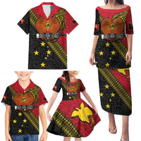 Papua New Guinea Goroka Show Family Matching Puletasi and Hawaiian Shirt Bird-of-paradise and Melanesian Tattoo Pattern LT03 - Polynesian Pride