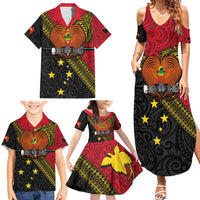 Papua New Guinea Goroka Show Family Matching Summer Maxi Dress and Hawaiian Shirt Bird-of-paradise and Melanesian Tattoo Pattern LT03 - Polynesian Pride