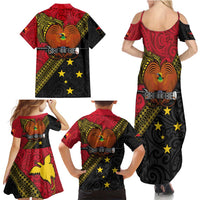 Papua New Guinea Goroka Show Family Matching Summer Maxi Dress and Hawaiian Shirt Bird-of-paradise and Melanesian Tattoo Pattern LT03 - Polynesian Pride